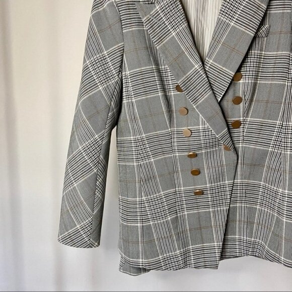 SOSKEN Studios Hero grey plaid double breasted blazer sz 4 - Picture 3 of 9
